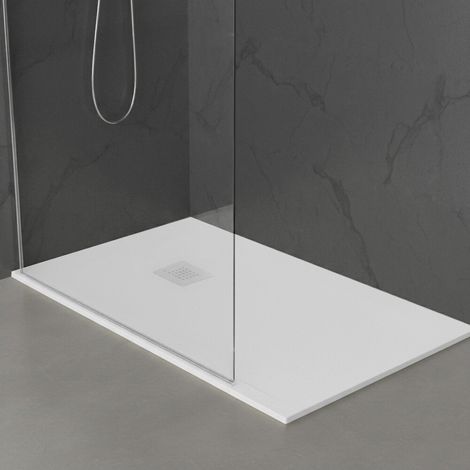Piatto doccia 100x170 in marmoresina effetto pietra bianco riducibile Ten (1/5)
