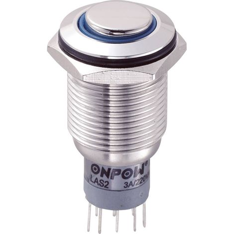 TRU COMPONENTS 701808 LAS2GQH-22E/B/12V/S/P Pulsante antivandalo 250 V/AC 3 A 2 x On / (On) Momentaneo Blu IP65 1 pz. (1/3)