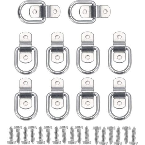 10Pcs D Anneau D'arrimage Anneau d'ancrage de Charge Ancrage de Remorque Anneau D'arrimage Forgé avec 20 Pièces Vis pour Sécuriser la Charge dans Le Camion Remorque (1/4)