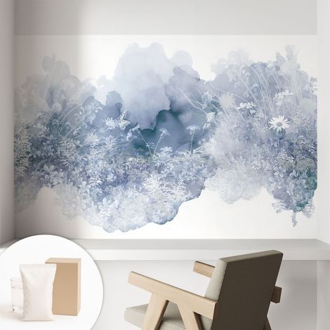 Papier peint intissé mural classique avec imprimé motifs décoratifs design élégant non‑tissé Prairie fleurie 104x70 cm (1/5)