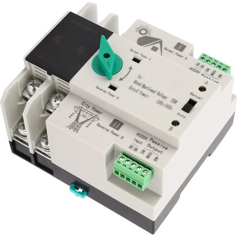 Commutateur de Transfert Automatique à Double Alimentation, Minuterie Résistant au Vieillissement Mini 50/60Hz PV au Secteur 2P Contrôleur de Commutateur d'Alimentation Bonne Isolation pour (100A).