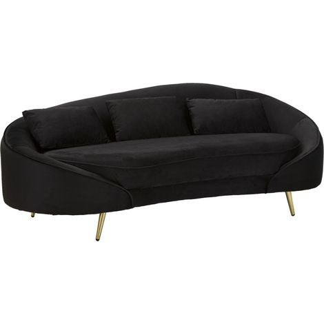 Divano 3 posti Oslo in velluto nero con gambe dorate (1/5)