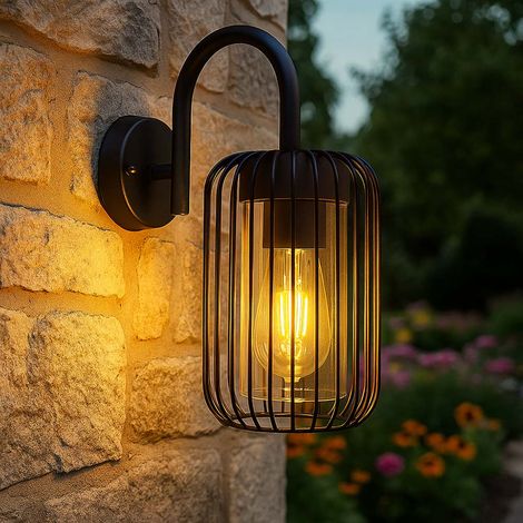 Lampada da parete a LED per esterni Lampada da facciata in acciaio inox Lanterna nera da giardino IP44, metallo, 1x 7W 806Lm bianco caldo, LxH 16x32,5 cm (1/5)