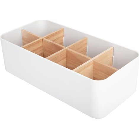 Ahlsen Bambus-Tisch-Organizer mit 8 Fächern, Holz-Schreibtisch-Aufbewahrungsbox, Stifthalter für Fernbedienung, Smartphones, Kosmetik, Bleistifte, kleine Gegenstände