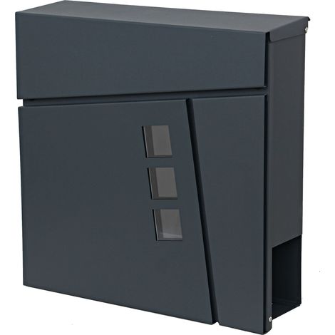 [NON UTILIZZATO] Cassetta portalettere a parete HHG-201 acciaio zincato 11x37x37cm antracite