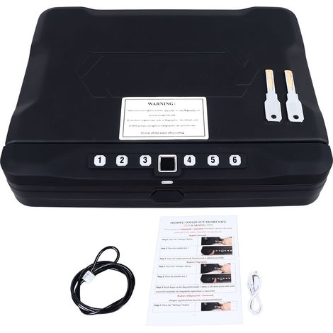 Coffre-fort portable à empreinte digitale fiable, robuste et haute dureté, avec mot de passe, pour maison, entreprise, bureau, voyage (1/5)