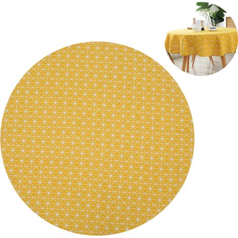 Round, wrinkle-free, UV-resistant tablecloth for outdoor tables, kitchens, or parties