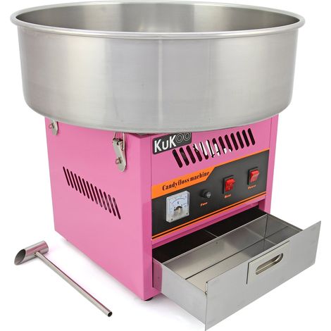 KuKoo Machine à Barbe à Papa en Acier Inoxydable Rose Patisserie Sucre Carnaval Fête Foraine CHRD HORECA