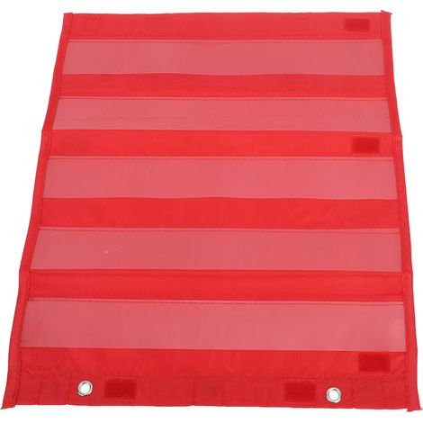 Tableau à pochettes magnétique 5 rangées, organiseur transparent pour planning, idéal école, maison, salle de classe, activités, rouge, 5 rangs. (1/5)