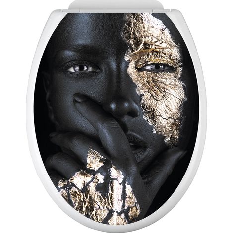 Stickers Abattant WC - Portrait Femme - 35x43 cm - Adhésif BRILLANT (1/2)