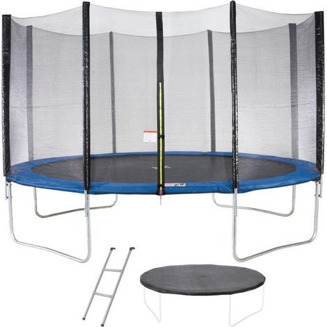 Trampoline MAXI ECO Ø 430 cm Bleu - Avec Filet, Echelle, Couverture de protection (1/5)