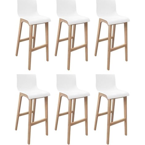 Conjunto de sillas de bar TANNA 75 cm con asiento de plástico blanco (1/5)