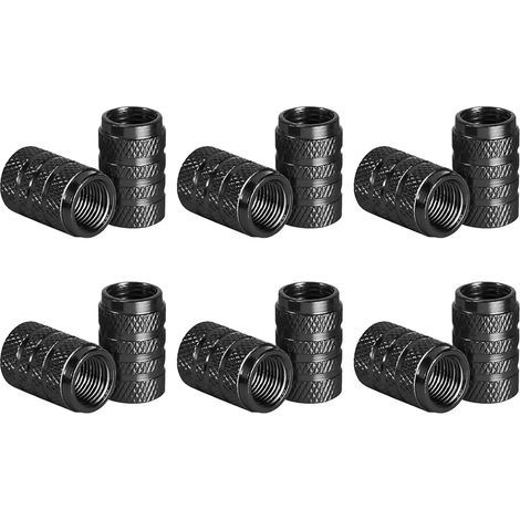 Lot de 12 Bouchons de Valve de Pneu Couvre-Valve Universel Bouchons de Tige de Valve de Pneu de Pneu en Aluminium Noir,Capuchon Roues Pneus Valves pour pression des pneus stable Tire Valve Stem (1/5)