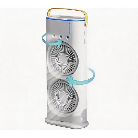 JSSEVN-mini Climatiseur Mobile, Refroidisseur d'air 280 ml, Portable Climatiseur Mobile 4-en-1, 3 Vitesses, 3 Modes de Brume, 7 LED Couleur (1/5)