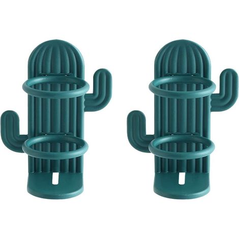 BEBUSINGOTO Portacepillos de dientes para baño, portacepillos eléctrico, organizador de pared para cepillos de dientes y accesorios de baño, 2 piezas (verde oscuro) (1/4)