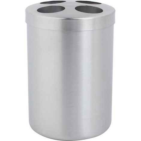 Toothbrush Holder - Stainless Steel - 4 Slots - Modern Design - Silver (1/5)