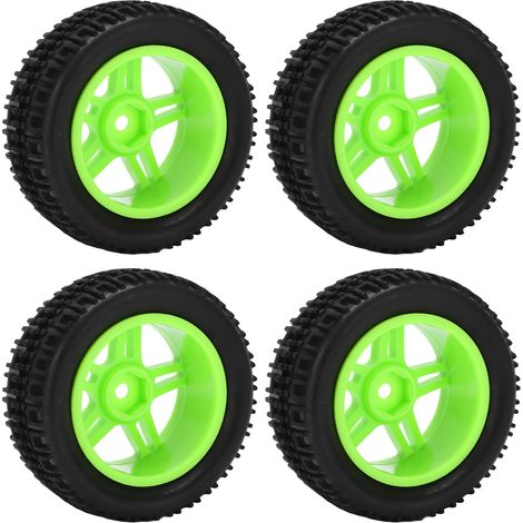 Lot de 4 pneus de 75 mm en caoutchouc de type U pour voiture RC Wltoys 144001 1/14 (vert). (1/5)