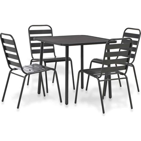 44262 vidaXL 5 Piece Outdoor Dining Set Steel Dark Grey (1/5)