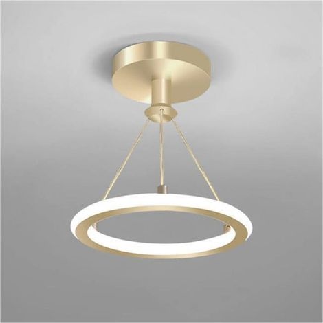 Lustre Suspendu LED 19W Moderne, 3 Températures de Couleur 3000K/4500K/6500K, Lustre Plafond Salle à Manger (Or) (1/5)