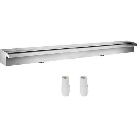 Fontaine de Piscine Étang Argent en Acier Inoxydable 304 Cascade Bassin Extérieur 150 x 11.5 x 8 cm avec 2 Conduits d'eau pour Durer et Ajoutant une Touche à Votre Étang ou Votre Piscine (1/5)
