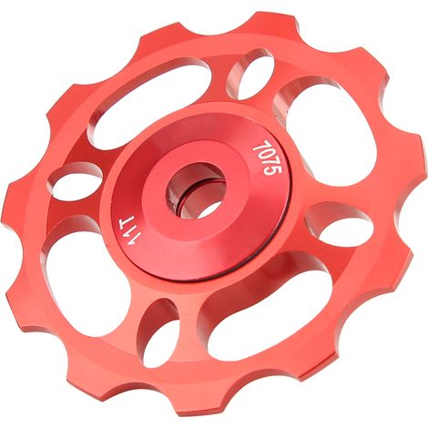 Galet de dérailleur arrière en alliage d'aluminium CNC avec roulement céramique pour VTT, rouge, 11 dents (1/5)