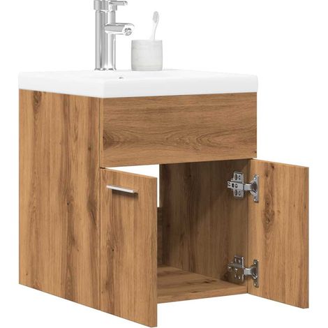 Ensemble de meubles salle de bain 2 pcs bois d'ingénierie (1/5)