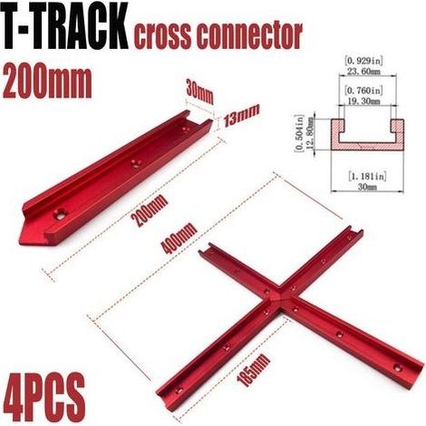 Rouge 200 (4 pièces par ensemble) Connecteur à rainure en T, rainure en croix universelle type 30 pour le travail du bois, rainure de connexion en forme de croix, rainure de travail du bois type 30. (1/5)