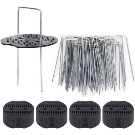 50 Piquets De Jardin Ave Rondelles, Piquets De Fixation en Acier Galvanisé pour Baches Agraphes De Fixation De Toile De Paillage Piquets Galvanisé (1/4)