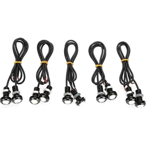 10 LED blancos de alta potencia de 18 mm con diseño de ojo de águila, luz diurna de 10 W, luz antiniebla, luz de posición lateral para coche y motocicleta. (1/5)