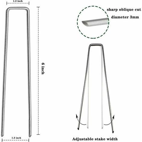 Packung mit 80 verzinkten U-förmigen Gartenmulch-Befestigungsklammern (15 cm), Rasenstäben für Unkrautvlies, robust (1/4)