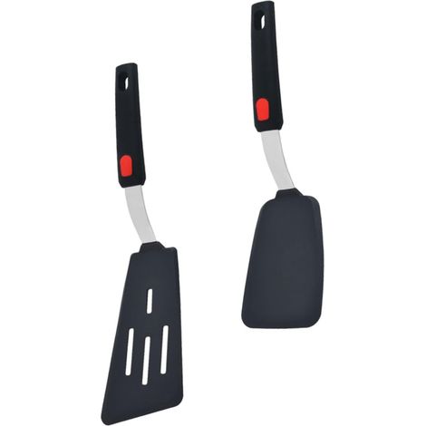 2 pièces Lot de Spatules Silicone Antiadhésives pour Cuisson Poignées Ergonomiques Isolantes Set Ustensiles Cuisine Résistants Chaleur avec Suspension pour Poêles et Casseroles (1/5)