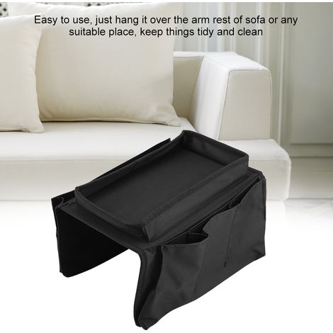 Sofa-Armlehnen-Aufbewahrungstasche mit TV-Fernbedienung und Getränkehalter (Schwarz) (1/5)