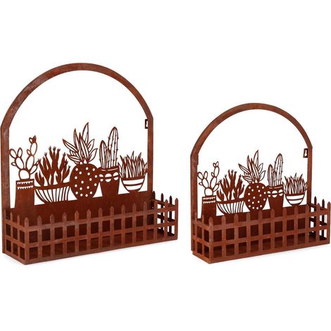 Set 2 PortaFiore "Rosemary" Cactus ruggine in acciaio per uso esterno
