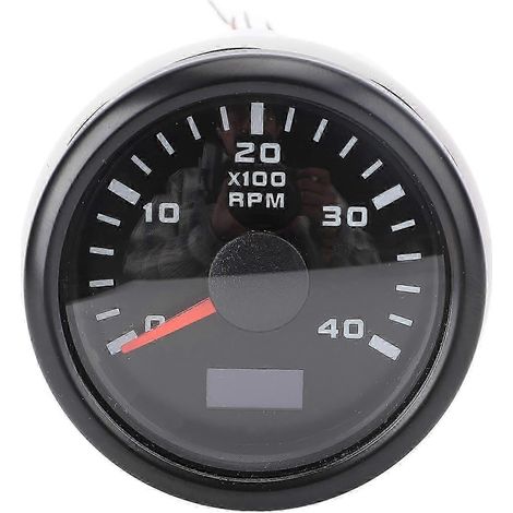 Tachymètre moteur 52 mm, 4000 tr/min, avec compteur horaire, rétroéclairage 7 couleurs, compatible avec camions, tracteurs, voitures, camping-cars et bateaux, alimentation 9 à 32 volts CC, cadran noir (1/5)
