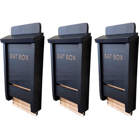 Black Wooden Bat Nesting Roosting Box (Set of 3) (1/5)