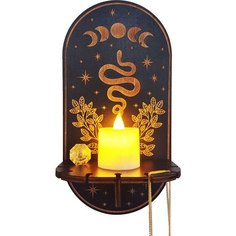 Bougeoir en bois suspendu, décoration LED, chandelier en forme d'animal, présentoir en cristal pour la méditation, décoration de la maison (1/5)