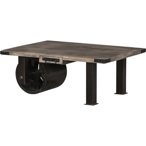 tavolino da salotto in legno di Mango 110x80x43 grigio scuro laccato RAILWAY 205