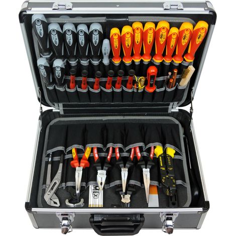Caisse à outils en aluminium 45,5 x 35,5 x 16 cm – 2 palettes avec 56 poches – Charge max. 24 kg – 440L – Famex