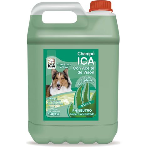 ICA CHPG38 Shampoo Speciale con Olio di Visone e Aloe Vera per Cani, PH Neutro, ammorbidisce e valorizza Il Pelo, 5 l