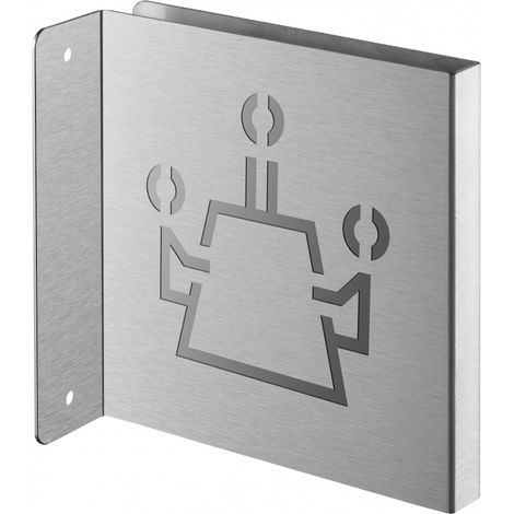 Targa segnaletica <>, acciaio inox spazzolato, 120 x 120 mm, con bordo ripiegato – THIRARD (1/3)