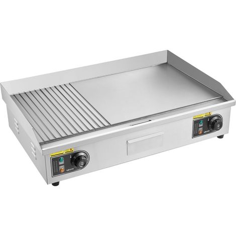 Gril Électrique Professionnel 28,54x15,75 in 4400W Température Réglable 122-570°F Acier Inoxydable avec 2 Spatules et 2 Brossettes (1/5)