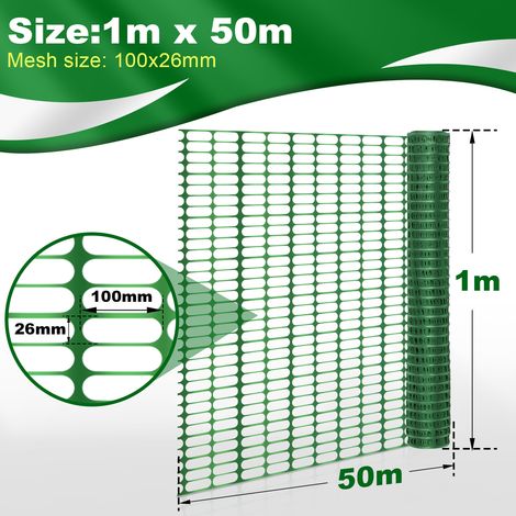 SWANEW Recinzione di protezione in plastica, recinzione mobile 1 rotolo da 1 x 50 m Rete di sicurezza verde Barriera di segnalazione (1/5)