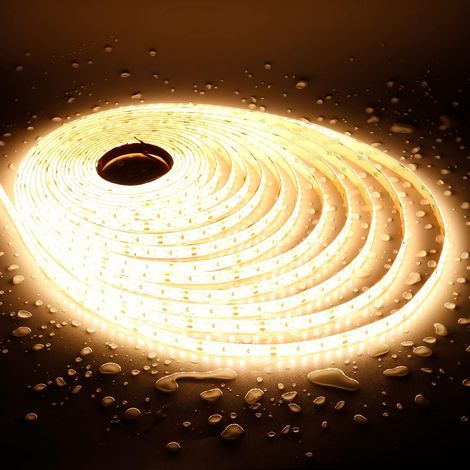 24V LED Strip 10M IP65 Waterproof 120LEDs/M 3000K Warm White 14500LM, CRI 92+ 2835 SMD 15W/M Super Bright LED Strip for Home, Commercial (Requires Power 24V 150W) (1/5)