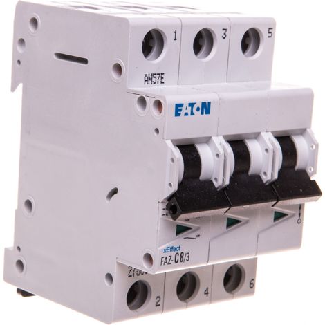 Interruttore automatico 3P C 8A 15kA AC FAZ C8/3 278868