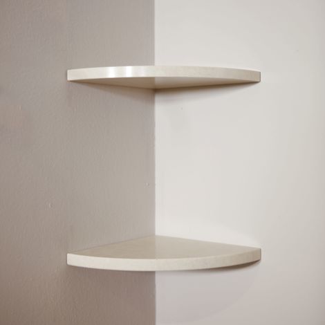 ALEDA STONE Easy Shelf 2 mensole angolari a scomparsa in marmo resina silk beige mat cm 22,9 completa di kit di codice prod: SKEAS2MA18 (1/4)
