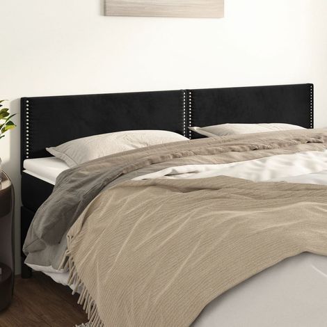 Cabeceros terciopelo negro 180x5x78/88 cm