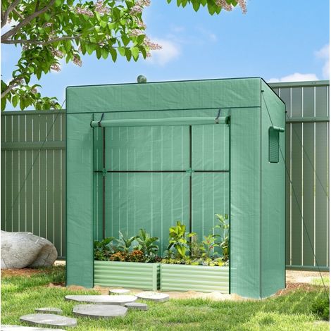 Foliengewächshaus mit Netzfenstern Schrägdach 196x77x197 OKMYHOME (1/4)