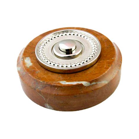 Sonnette Montelimar filaire marbre rouge collerette perlée chrome (1/2)