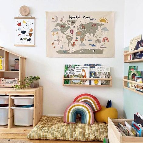 Nouvelle carte du monde nordique, tableau sur toile, affiche, décoration murale pour chambre d'enfant (1/4)
