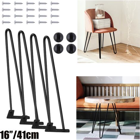 4 x 16" Kit de pieds en épingle à cheveux Pieds de table Patins de table Pieds de table Meubles DIY (1/4)